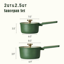 Carote 2QT & 2.5QT Nonstick Saucepan Set with Lids, Small Cooking Pot, Induction Compatible, Green