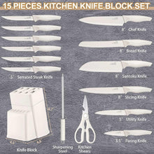 Walchoice 15 Pieces Knife Set with Block, High Carbon Stainless Steel Kitchen Knife Set with Sharpener, Rust Resistant & Dishwasher Safe - USA MEGA SHOP