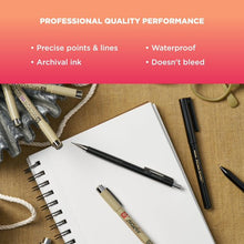 Sakura Pigma Sensei Manga Drawing Kit - Archival Black Ink Pens with Pencil & Eraser - Pens for Drawing Manga, Cartoon, & More - Assorted Nib Sizes - 6 Pack