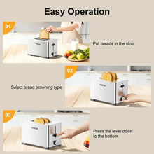 Tomeem 2-Slice Toaster with 6 Shade Settings, Removable Crumb Tray and Self-centering Guide, Stainless Steel