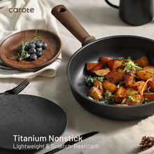 Carote Titanium Nonstick Saute Pan with Lid, 11" Non-Stick Jumbo Cooker Compatible with All Stoves, Dishwasher Safe, 5QT, Black