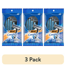 (3 pack) BIC Comfort 3 Disposable Men's Razor, 3 Blade Razor for a Comfortable Shave, 8-Count