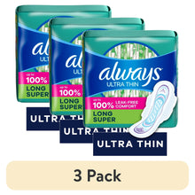 (3 pack) Always Ultra Thin Pads with Wings, Size 2, Long Super Absorbency, 174 Count