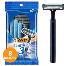 (3 pack) BIC Comfort 3 Disposable Men's Razor, 3 Blade Razor for a Comfortable Shave, 8-Count