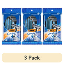 (3 pack) BIC Comfort 3 Disposable Men's Razor, 3 Blade Razor for a Comfortable Shave, 8-Count