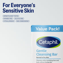 (3 pack) Cetaphil Gentle Face Cleanser and Body Wash Bar for Dry to Normal, Sensitive Skin Value Pack, 4.5 oz (Pack of 3)