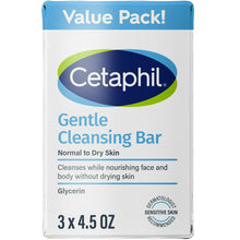 (3 pack) Cetaphil Gentle Face Cleanser and Body Wash Bar for Dry to Normal, Sensitive Skin Value Pack, 4.5 oz (Pack of 3)