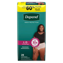 (3 pack) Depend Fresh Protection Incontinence Underwear for Women, Adult Diapers, L, 28 Count