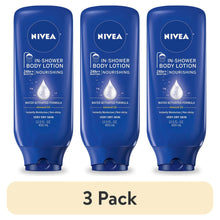 (3 pack) NIVEA Nourishing In Shower Lotion for Very Dry Skin, 24-Hour Body Moisturizer, 13.5 fl oz