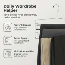 (4 pack) Mainstays Metal 4-Tier Pant & Skirt Hanger, Space Saving, Non-Slip, Heavy Duty & Slim Design