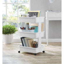 Mainstays 3-Tier Plastic Rolling Laundry Cart, Arctic White