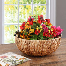 (4 pack) Better Homes & Gardens Natural Woven Water Hyacinth Decorative Bowl with Wooden Handles