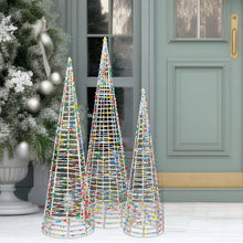 28-36" Cone Trees with Color Changing LED Lights, Set of 3