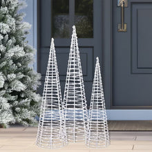 28-36" Cone Trees with Color Changing LED Lights, Set of 3
