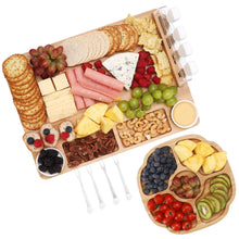 Hecef Bamboo Cheese Board and Knife Set, 13-Piece Large Charcuterie Serving Tray, 17 in