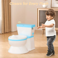 2-in-1 Toddler Potty Training Toilet with Flushing Sound,Blue – Detachable Seat for Boys & Girls, Wipes & Toilet Paper Storage, Easy Clean