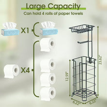Toilet Paper Holder, Upgraded Toilet Paper Storage Free Standing, Free Standing Tissue Roll Storage Rack for Bathroom, Black