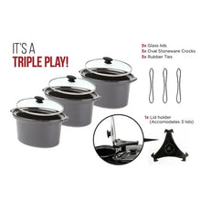 Chefman Triple Slow Cooker - Stainless Steel