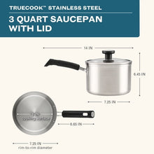 Farberware TrueCook Stainless Steel Induction Saucepan with Lid, 3-Quart, Silver