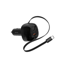45W Dual Port Car with Retractable USB-C Cable and 1USB-A and 1 USB-C Car Charger