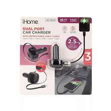 45W Dual Port Car with Retractable USB-C Cable and 1USB-A and 1 USB-C Car Charger