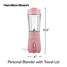 Hamilton Beach Personal Blender for Smoothies with Travel Lid, 14 oz, Coral