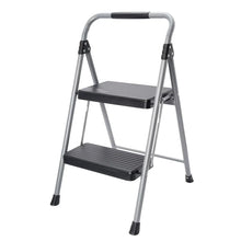 Hyper Tough Gray & Black 2-Step Steel Large Platform & Foldable Step Stool – Holds up to 225 Pounds