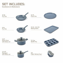 Elements by Thyme & Table 60-Piece Ceramic Non-Stick Cookware Set - Blue