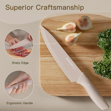 Astercook 7 Pieces Kitchen Knife Set, Knives Set with Anti-Rust Coating, Stainless Steel Chef Knife Sets with 6 Blade Guards Dishwasher Safe