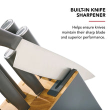 KitchenAid Classic 12-Piece Japanese Steel Knife Block Set with Built-in Knife Sharpener, Charcoal Gray
