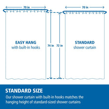 Mainstays Gemma Easy Hang Hookless Fabric Shower Curtain with Built-in Rings, 70" x 74", Black