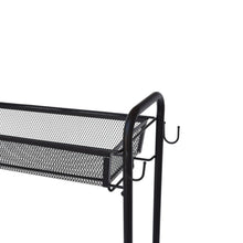 Mainstays Slim 3-Tier Rolling Bathroom Storage Cart with Hooks, Black