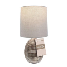 Simple Home Small Table Lamp, Bohemian Style Ceramic Carved Table Lamp with Beige Shade, 12.75"