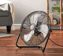 Mainstays 20" 3-Speed High Velocity Tiltable Black Steel Floor Fan