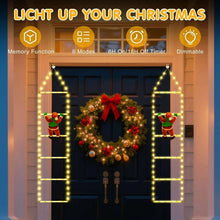 Fohil Christmas Lights, Novelty LED Ladder Lights with Climbing Santa, Christmas Decorations Indoor Outdoor, USB Rechargeable 8 Mode, Home Wall Door Decor