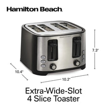 Hamilton Beach 4-Slice Bread and Bagel Toaster with Extra-Wide Slots and Drop-Down Crumb Tray, Black