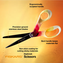 Fiskars Explore 8-inch Fashion Non-Stick Scrapbook Scissors, Daybreak, 1 Piece, Everyday Adult Scissors