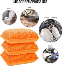 Miracle Microfiber Kitchen Sponge by Scrub-It - Non-Scratch Heavy Duty Dishwashing Cleaning sponges- Machine Washable- (Orange)