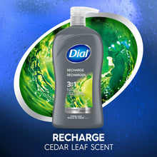(4 pack) Dial Recharge 3-in-1 Men's Body Wash for Body, Hair, & Face, Cedar Leaf Scent, 32 fl oz