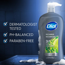 (4 pack) Dial Recharge 3-in-1 Men's Body Wash for Body, Hair, & Face, Cedar Leaf Scent, 32 fl oz