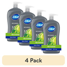 (4 pack) Dial Recharge 3-in-1 Men's Body Wash for Body, Hair, & Face, Cedar Leaf Scent, 32 fl oz