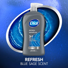 (4 pack) Dial Refresh 3-in-1 Men's Body Wash for Body, Hair & Face, Blue Sage Scent, 32 fl oz