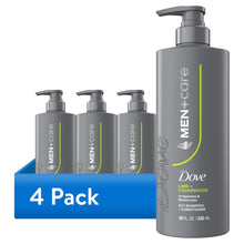 (4 pack) Dove Men+Care 2-in-1 Shampoo for Real Hair that Powers Up Hair Strength Lime & Cedar with Invigorating & Moisturizing Results, 18 fl oz 1 Count