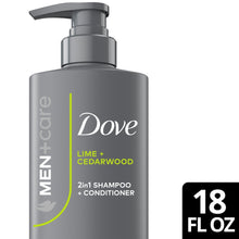 (4 pack) Dove Men+Care 2-in-1 Shampoo for Real Hair that Powers Up Hair Strength Lime & Cedar with Invigorating & Moisturizing Results, 18 fl oz 1 Count