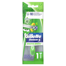 (4 pack) Gillette Sensor3 Sensitive Men's Disposable Razor, 1 Razor, Green