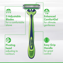 (4 pack) Gillette Sensor3 Sensitive Men's Disposable Razor, 1 Razor, Green