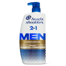 (4 pack) Head and Shoulders Men 2 in 1 Dandruff Shampoo and Conditioner, Sandalwood, 28.2 fl oz