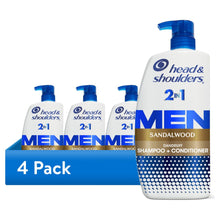 (4 pack) Head and Shoulders Men 2 in 1 Dandruff Shampoo and Conditioner, Sandalwood, 28.2 fl oz