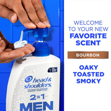 (4 pack) Head and Shoulders Mens 2 in 1 Dandruff Shampoo and Conditioner, Anti-Dandruff Treatment, Bourbon for Daily Use, Paraben Free, 28.2 oz