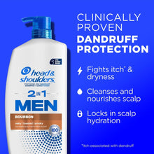 (4 pack) Head and Shoulders Mens 2 in 1 Dandruff Shampoo and Conditioner, Anti-Dandruff Treatment, Bourbon for Daily Use, Paraben Free, 28.2 oz
